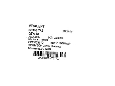 Label Image For 625 mg (Viracept 625mg (agouron))